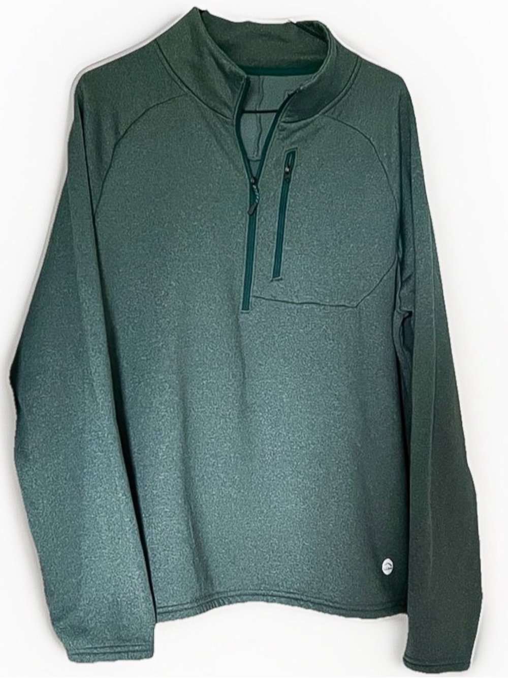 L.L. Bean 1/2 Zip Pullover Mens Large Green Soft Spruce Slightly Fitted Stretch